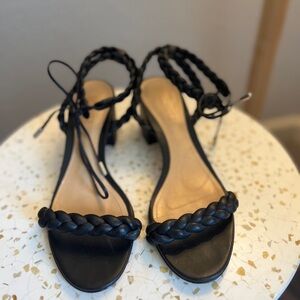 SCHUTZ Black Braided Strap Sandals with 2” block heel Sz 7B